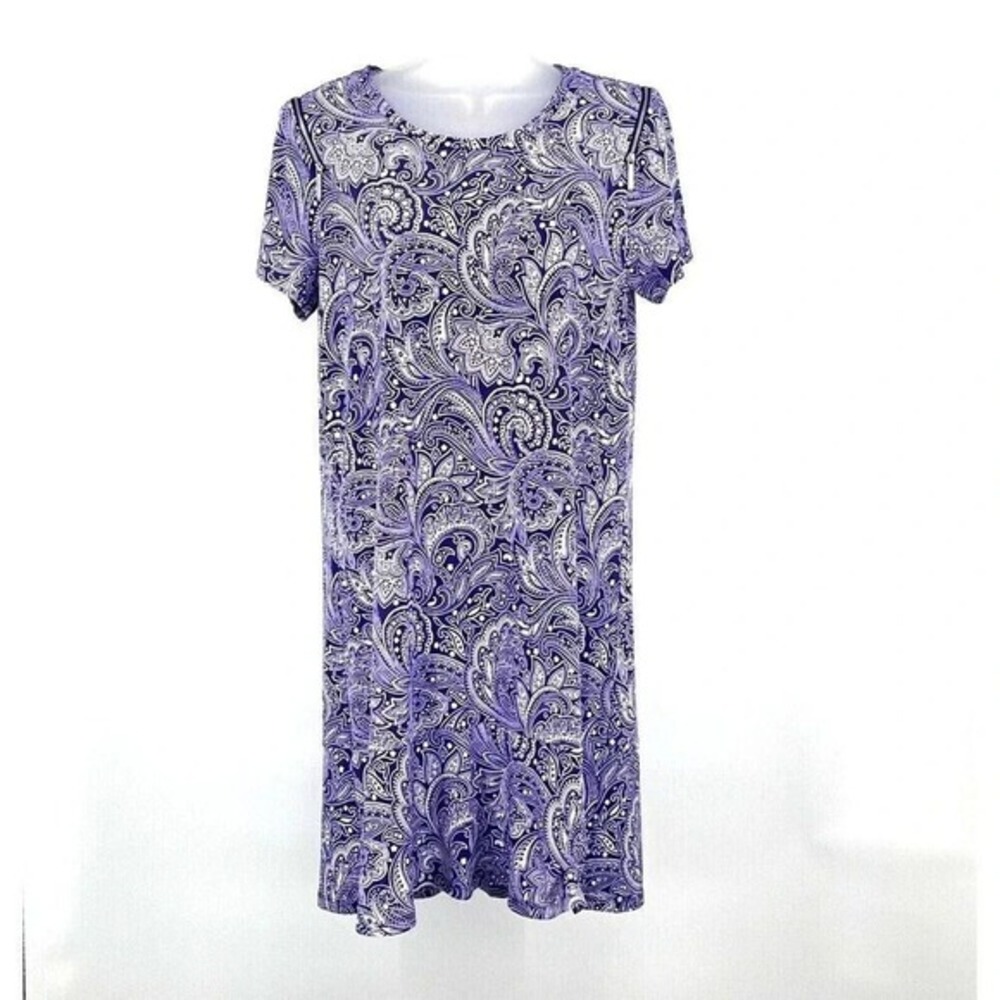 Michael Michael Kors Purple Paisley Print Shirt Dress M Pullover Casual Office